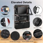 Car Seat Organizer with Foldable Table Tray - 11 Storage Pockets PU Leather Backseat Organizer with Tablet Holder, Seat Back Protector Kick Mat for Kids Family Road Trip Accessories (Black) - Image 4