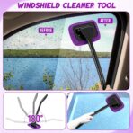 16 Pcs Windshield Cleaner Tool, Car Cleaning Kit with Various Detailing Brushes Set Spray Bottle Cleaner Towel Cleaning Gel Accessories Car Interior Detailing Kit for Windows Vents(Purple) - Image 3