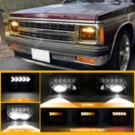 2PCS 4x6 LED Headlights for S10 1995 1996 1997 with High/Low Beam, White DRL Arrow Sequential Amber Turn signals Rectangular DOT 4x6 LED Headlights - Image 2