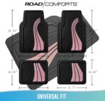 Road Comforts Car Floor Mats Full Set – Front & Rear Car Floor Mats with Aluminum Design, Anti-Slip Backing, All-Weather Protection, Trim-to-Fit Car Mats for Most Sedans, SUVs & Vans - Pink - Image 5