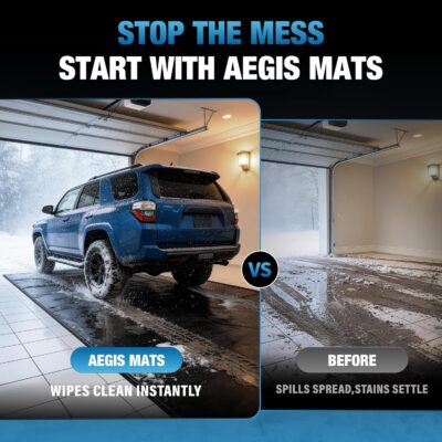 7’9" x16’ Garage Floor Mat for Under Car, Heavy Duty 610g PVC Waterproof Containment Mat with Raised Edges, Garage Car Mat for Cars SUVs and Trucks, Easy Clean Floor Protection - Image 2