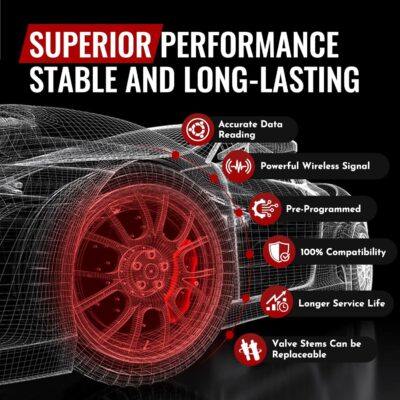 315Mhz Pre-Programmed TPMS Sensor, 4 Pack Tire Pressure Monitoring Sensor fit for Ford F150 Escape Explorer Ranger Transit, Lincoln Aviator Corsair, Replace JX7Z1A189C - 4 Replaceable Valve Stems - Image 5