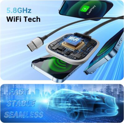 Wireless CarPlay Adapter for Apple CarPlay, Easy to Upgrade Wired CarPlay to Wireless, Instant Connectivity, Super Mini Car Play Dongle for iPhone Fit for Cars with Built-in CarPlay (Black) - Image 8