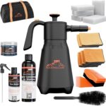 RoofPax Eco-Friendly Waterless Car Wash Spray Kit with Pressure Foam Microfiber Cloths Gel Cleaner Magic Sponge Tire Brush & Tire Spray Rinseless Car Wash for Exterior & Interior Cleaning