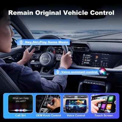 5-in-1 Wireless CarPlay Adapter Support Netflix/YouTube/TF, Wireless Android Auto & Carplay Adapter with USB-A/USB-C Cables, Convert Wired to Wireles Apple Dongle, Magic Video Box Car Play for iPhone - Image 4