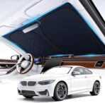 Car Windshield Sunshade Universal Sun Visor Front Window Shades, Foldable Reflective Fits Cars, SUV, Sedan, Interior Car Automotive Accessories for Summer (59" x 33")