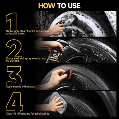 Ceramic Tire Shine Spray — High-Gloss Wet Look Tire Coating with Ultra-Dense Nylon Brush Applicator, UV Protection, Long-Lasting Shine for Car Truck RV Motorcycle (16 Fl Oz) - Image 8