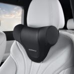Coverado Car Headrest Pillow, Ergonomic Memory Foam Car Neck Pillow for Driving Seat with Adjustable Strap, Soft PU Leather Breathable Removable Cover Neck Support for Neck Pain Relief