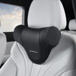 Coverado Car Headrest Pillow, Ergonomic Memory Foam Car Neck Pillow for Driving Seat with Adjustable Strap, Soft PU Leather Breathable Removable Cover Neck Support for Neck Pain Relief