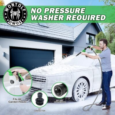 Wontolf CWK188 Car Wash Kit with Foam Gun, Car Wash Soap, Interior Detailer Cleaner, Wheel Cleaner, Car Care Cleaning Detailing Kit for Cars Trucks RVs SUVs Motorcycles (Works w/Garden Hose), 10 Items - Image 6