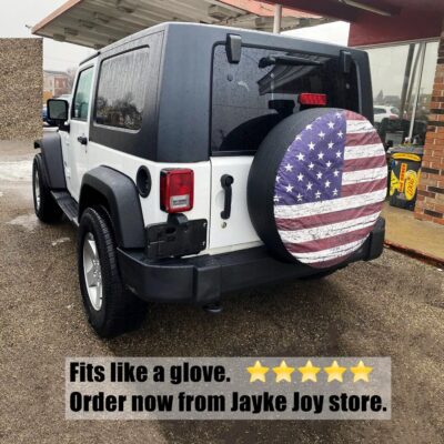 Spare Tire Cover, Wheel Cover with American USA Flag PVC Leather Waterproof Dust-Proof Universal Fit for Jeep Trailer RV SUV Camper Vehicle (14 Inch) - Image 5