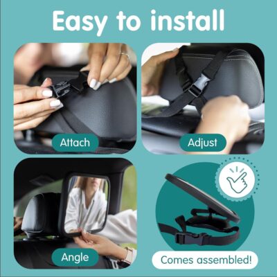 Onco Baby Car Mirror & Car Window Shades Bundle (18.9″ × 12″) - UPF 50+ Window Shade, 100% Shatter-Proof Car Mirror for Baby, Universal Shades & Mirror - Image 6