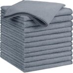 GLIMGLINT Grey Microfiber Cleaning Cloth,12PK Reusable Cleaning Rags, Highly Absorbent Shop Rags Bulk, All-Purpose Car Cleaning Towels for TV Screen, Kitchen, Bathroom, Restaurant Garage, 14"X12"