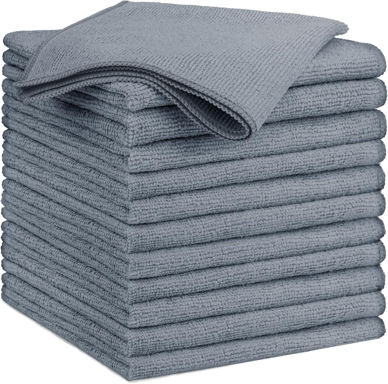 81ICzv-XbEL._AC_SL1500_.jpg GLIMGLINT Grey Microfiber Cleaning Cloth,12PK Reusable Cleaning Rags, Highly Absorbent Shop Rags Bulk, All-Purpose Car Cleaning Towels for TV Screen, Kitchen, Bathroom, Restaurant Garage, 14"X12" - Image 1