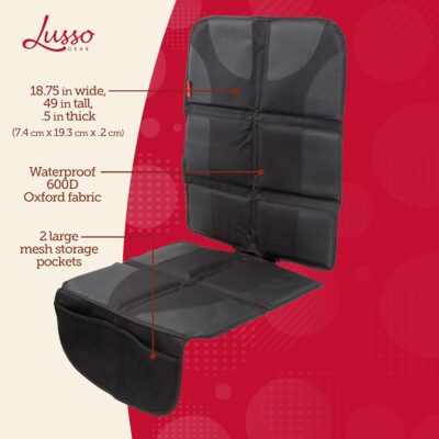 Lusso Gear Car Seat Protector for Baby Car Seat - Thick Padding - Seat Protector Under Baby Car Seat with 2 Mesh Storage Pockets - Black Waterproof Baby Car Seat Protector - Non-Slip Padded Backing - Image 4