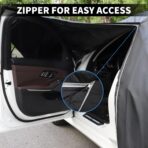 X AUTOHAUX Waterproof Sedan Car Cover for Sedan Length Up to 177 Inch Sedan All Weather Protection Anti-UV Windproof with Left Side Zipper and Mirror Pockets - Image 7