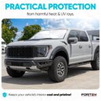 FORTEM Car Sun Shade for Windshield, Reflective Windshield Sunshade, 240T Polyester, Automotive Interior Sun Protection, Ultimate Heat and UV Shield, Foldable, Storage Bag - Image 2