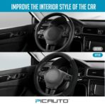 PIC AUTO Steering Wheel Cover, Silk Grain Leather Car Steering Wheel Protector, Comfortable Grip, Universal 14.5-15.5 Inch Anti-Slip Steering Wheels Accessories for Men & Women (Black) - Image 5