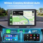 Portable Wireless Carplay Car Stereo, 7" HD Touchscreen for Car with Apple CarPlay & Android Auto with Backup Camera/Mirror Link/Voice Control/Bluetooth/GPS/AUX/FM Satellite Radio for All Vehicles - Image 2