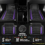 CAR PASS Heavy Rubber Car Floor Mats, Deep Waterproof Car Floor Mats All Weather, Aluminum Film Universal Trim to Fit for Cars SUV Trucks Sedans, Anti-Slip, Black Purple Metallic - Image 4