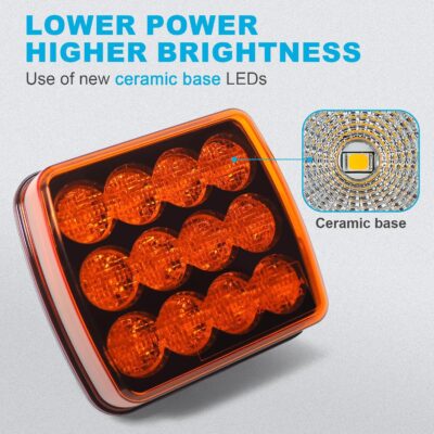 Agrieyes 2Pcs Rechargeable Flashing Lights for Vehicles, Super Magnetic Strobe Hazard Lights, Wireless Portable Amber Led Warning Beacon Emergency Light for Trucks Bus Tractor Oversize Trailer - Image 2