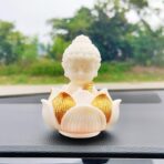 Golden Buddha Car Dashboard Decoration, Lotus Buddha Decor for Dash, Cute Car Accessories for Women/Men, Fo Bao Ping an (Buddha with Lotus Pedestal)