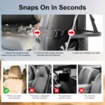 Car Seat Organizer with Foldable Table Tray - 11 Storage Pockets PU Leather Backseat Organizer with Tablet Holder, Seat Back Protector Kick Mat for Kids Family Road Trip Accessories (Black) - Image 6