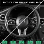 Steering Wheel Cover, Universal 15 inch, Faux Leather Steering Wheel Protector, Anti-Slip, Breathable & Heating-Compatible for Cars Trucks SUVs Vans - Image 2