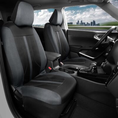 Motor Trend Gray Cloth Car Seat Covers for Front Seats – Premium Automotive Bucket Seat Covers, Made for Vehicles with Removable Headrests, Interior Covers for Car Truck Van SUV Seat Protector - Image 4