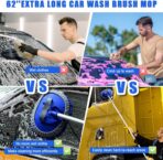 21Pcs Car Wash Kit,62" Car Wash Brush Mop with Long Handle,Car Cleaning Kit,Car Detailing Brush Set,Car Wash Bucket with Filter,Windshield Window Squeegee for Cars RV Truck Boat (Blue) - Image 3