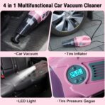 Pink Car Cleaning Kit, 25Pcs Detailing Kit Interior with 4-in-1 Power Handheld Vacuum Cleaner, Detailing Brush Set, 2-in-1 Windshield Cleaner Tool, Car Accessories for Cleaning, Gift for Women - Image 2