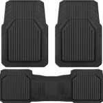 CAR PASS Heavy Duty Rubber Floor Mats for Car, Waterproof Liner Deep Dish Car Mats Full Sets, Universal Trim to Fit for SUV Truck Sedans Vans, All Weather Automotive Floor Mats 3pcs, Solid Black