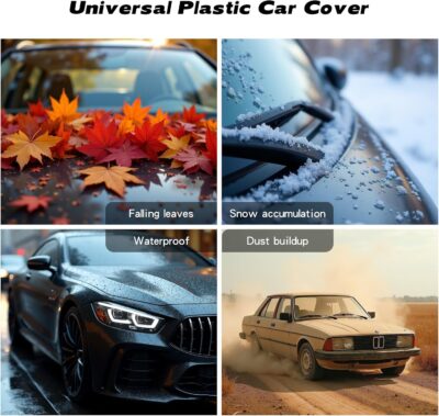 3 pcs Plastic Car Cover,Universal Disposable Car Covers,Waterproof Clear Car Cover for SUV, Sedan with Elastic Band for Outdoor Snow/Rain Weather Protection(15.7ft x 24.6ft) - Image 5