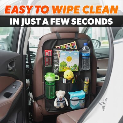 2 Pcs Backseat Car Organizer - Universal 23.4x16" Back Seat Car Organizer with 9 Large Pockets & Clear Tablet Holder, Made of Reliable Polyester with Long and Strong Straps - Easy to Attach & Clean - Image 9