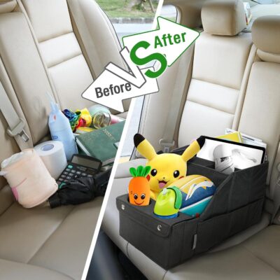 MULISOFT Car Seat Organizer- Backseat Car Organizer with 11 Storages Compartments and 2 Cup Holders, Organizers and Storage, Front Seat for Travel Kids,Black - Image 5