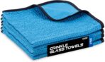 VIKING Glass Microfiber Cleaning Cloth for Car and Home, Glass Towels for Mirror, and Picture Frames, and Car Detailing Kit, 16 inch x 16 inch, Blue, 4 Pack