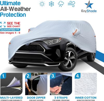 EzyShade 10-Layer SUV Car Cover Waterproof All Weather. See Vehicle Size-Chart for Accurate Fit. Outdoor Full Exterior Covers for Automobiles Heavy Duty Tarp Jeep Rav4 CRV. Size S3 (See SizeChart) - Image 2