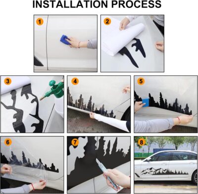 TOMALL 1 Pair 77.4'' Mountain Tree Forest Vinyl Decals for Car Body Door Side Auto Mountains Graphic Stickers Decoration for SUV Off-Road Vehicles Universal Stickers Accessories (B-Black-Large) - Image 7