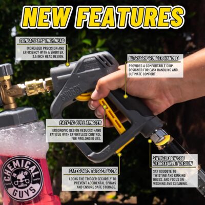 Chemical Guys Snubby Pressure Washer Gun with Foam Cannon Attachment - Short Handle for Gas and Electric Pressure Washers, Foam Sprayer Ideal for Car Washing, Detailing, and Home Cleaning Projects - Image 6