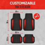 Motor Trend ChromeTech Car Floor Mats Full Set - Durable Rubber Floor Mats for Cars with Two Tone Accent, All Weather Interior Protection for Front and Rear with Non-Slip Backing, Red Chrome - Image 5
