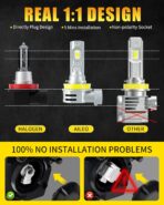 AILEO 2024 Upgraded H11 LED Bulbs,18000LM 60W 500% Ultra Brightness 6500K Cool White H8 H9 H11 LED Fog Light Bulb,Canbus Plug and Play,2Pcs - Image 2
