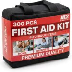 M2 BASICS Premium 300 Piece Professional First Aid Kit, 40 Unique Items, Durable Carry Bag for Home, Car, Business, Travel & Vehicle