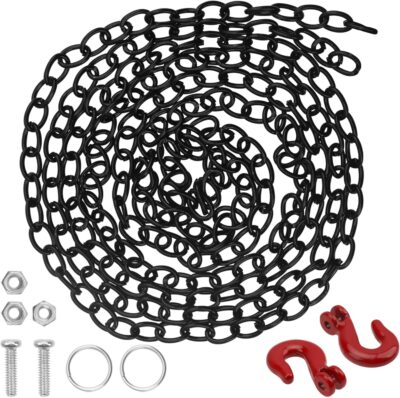 RC Simulation Fire Extinguishers Metal Trailer Tow Hooks Winch Hook w/Trailer Chain Decoration Part Compatible with Traxxas TRX4 Axial SCX10 Tamiya D90 1/10 RC Crawler - Image 4