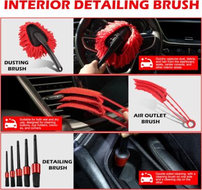 25Pcs Car Detailing Kit, Car Cleaning Kit with Drill Brushes and Interior Tools, Wheel Hub Cleaner, Polishing Pads, Auto Wax Applicator Accessories (25PCS) - Image 3