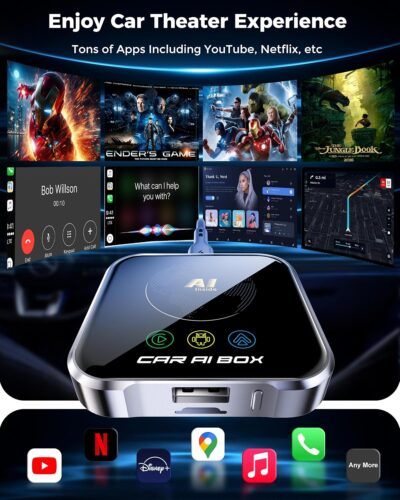Magic AI Box Wireless CarPlay Adapter, Fast Car Video Box Plug & Play, Easy Setup, Supports Netflix/YouTube/TF Card Streaming Equalizers and More for OEM Wired CarPlay/Android Auto Cars (Gray) - Image 4