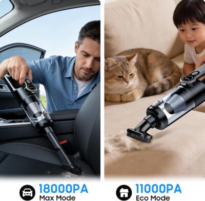 Cordless Handheld Car Vacuum Cleaner for Car Interior, Strong Suction Portable Vacuum for Pet Hair & Quick Home Cleaning, Rechargeable with LED Light & Attachments - Image 2