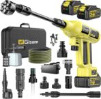 Cordless Pressure Washer, 2200W Brushless Motor, 4 Speed Modes, Max Pressure 1400PSI, 2 x 4.0 Ah Batteries, 6-in-1 Swivel Nozzle, Cleaning Brush, 16.4FT Hose, Cleaning and Garden Irrigation