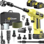 Cordless Pressure Washer, 2200W Brushless Motor, 4 Speed Modes, Max Pressure 1400PSI, 2 x 4.0 Ah Batteries, 6-in-1 Swivel Nozzle, Cleaning Brush, 16.4FT Hose, Cleaning and Garden Irrigation