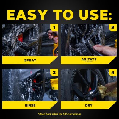 Meguiar's Hot Rims Black Wheel Cleaner, Deep Foaming Gel Specially Formulated to Effectively Clean Matte, Gloss, Satin, and Chrome Black Wheels, 24 Oz Spray Bottle - Image 6