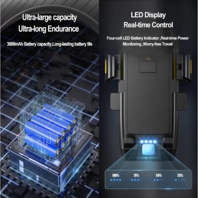 4 in 1 Bike Phone Mount with Light, Bicycle Phone Holder with 500 Lumen LED Headlight,3000mAh USB Charger&130dB Horn,Easy Install for Handlebar,E-Bike,Road & Mountain Bicycle(Black) - Image 5